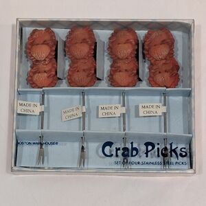 Boston Warehouse Crab Picks, Set of 4 New in Box